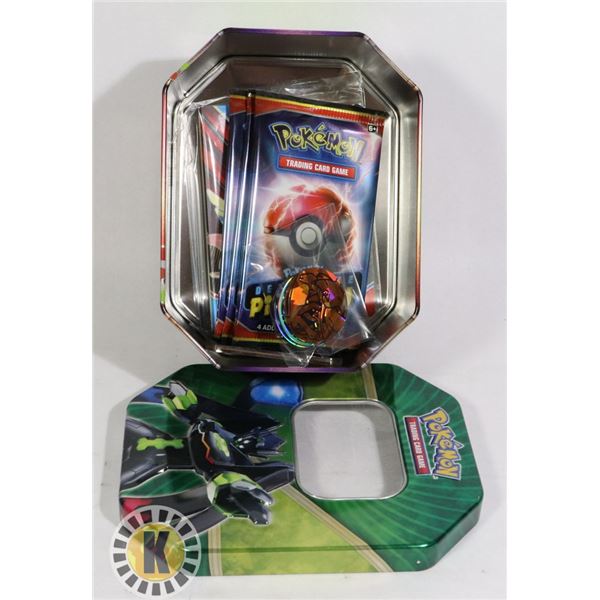 POKEMON x4 BOOSTERS, MINI BINDER ETC. TIN