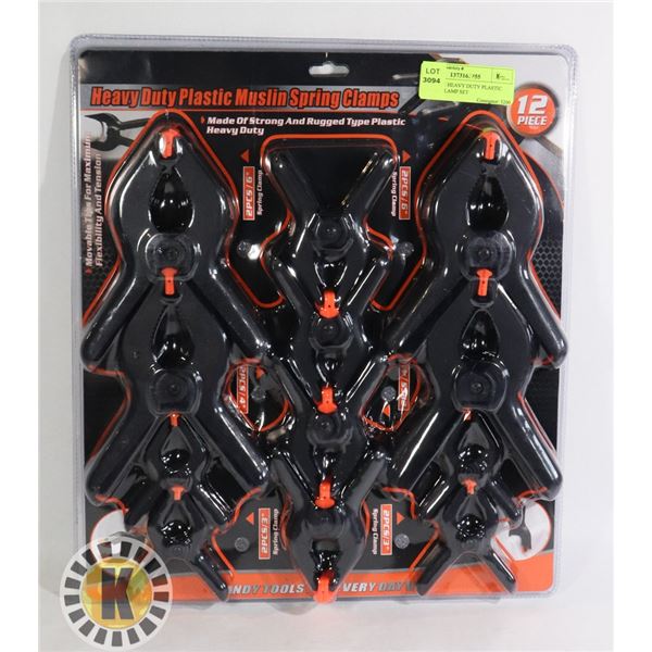 NEW 12PC HEAVY DUTY PLASTIC SPRING CLAMP SET