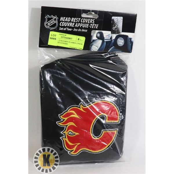 NEW NHL CALGARY FLAMES 2 PACK HEAD REST COVERS