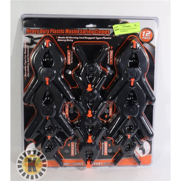NEW 12PC HEAVY DUTY PLASTIC SPRING CLAMP SET