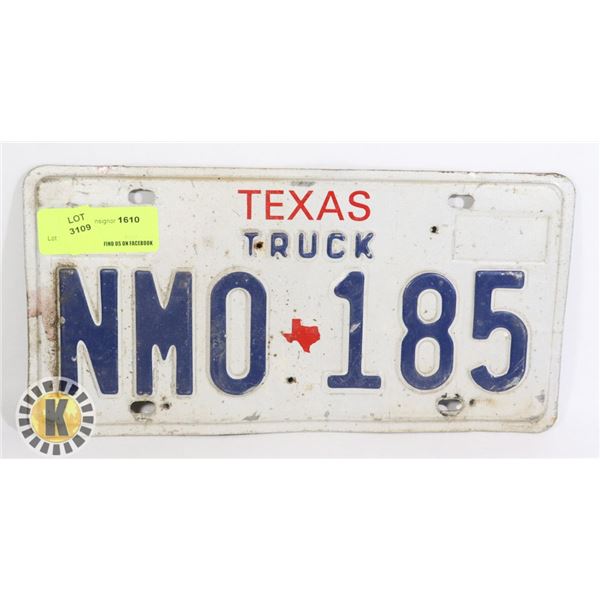 TEXAS LICENCE PLATE