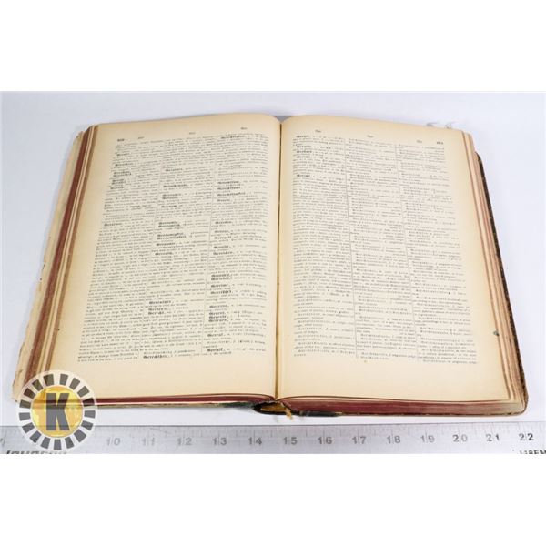 ANTIQUE 1885 ENGLISH AND GERMAN DICTIONARY