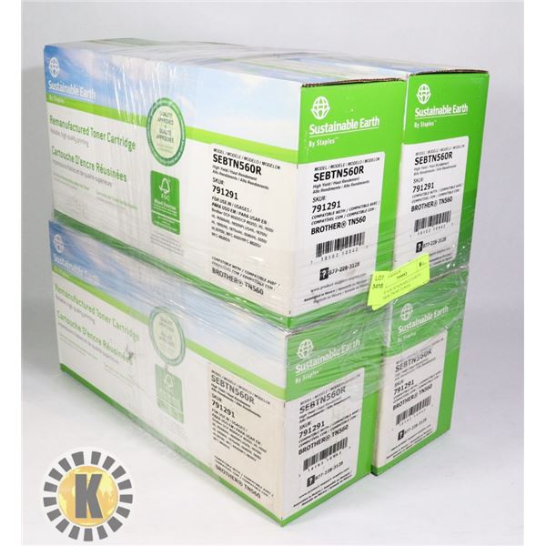 LOT OF 4 SUSTAINABLE EARTH BROTHER TN560 TONER