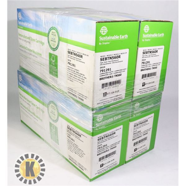 LOT OF 4 SUSTAINABLE EARTH BROTHER TN560 CARTRIDGE