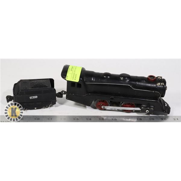 VINTAGE TOY TRAIN WITH A SMALL WAGON