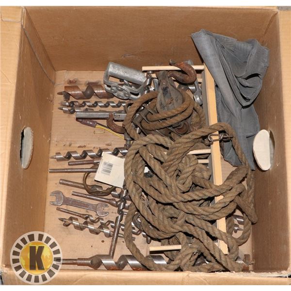 BOX OF ASSORTED LONG INDUSTRIAL DRILL BITS