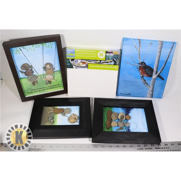 BOX OF FRAMED ART DISPLAYS