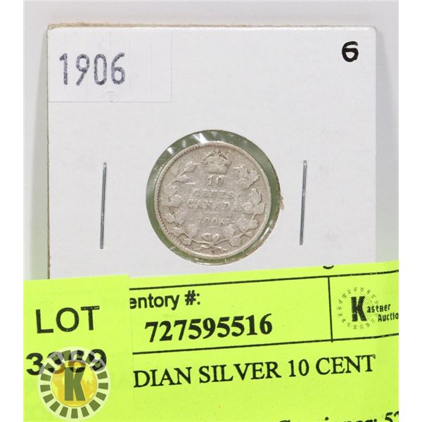 1906 CANADIAN SILVER 10 CENT COIN