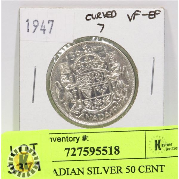 1947 CANADIAN SILVER 50 CENT COIN