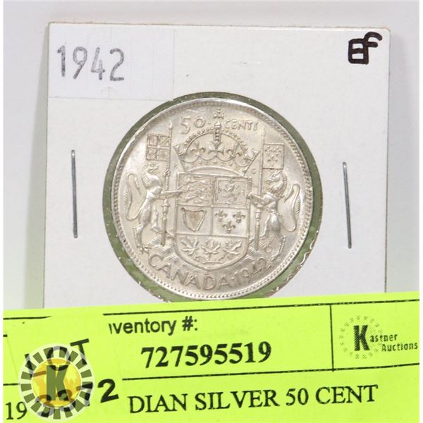 1942 CANADIAN SILVER 50 CENT COIN