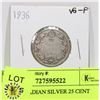 Image 1 : 1936 CANADIAN SILVER 25 CENT COIN