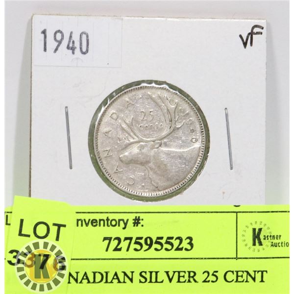 1940 CANADIAN SILVER 25 CENT COIN