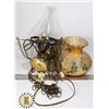 Image 1 : ANTIQUE STYLE HANGING LAMP WITH GLASS SHADE