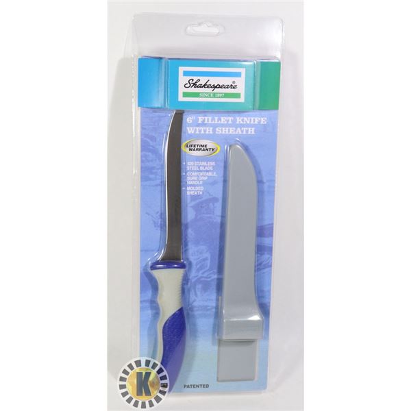 NEW SHAKESPEARE 6" FILLET KNIFE WITH SHEATH