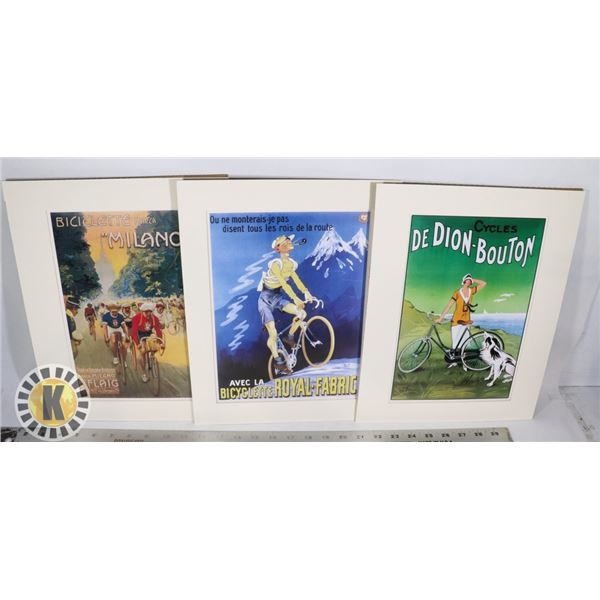 3 EARLY CYCLING POSTER REPRODUCTIONS