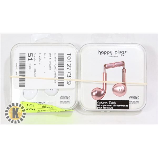 2 PACK OF HAPPY PLUGS HEAD PHONES WIRED