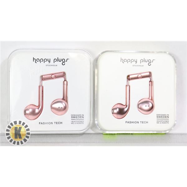 2 PACK OF HAPPY PLUGS HEAD PHONES WIRED