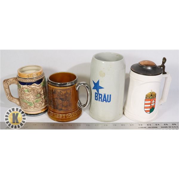 4 BEER STEINS