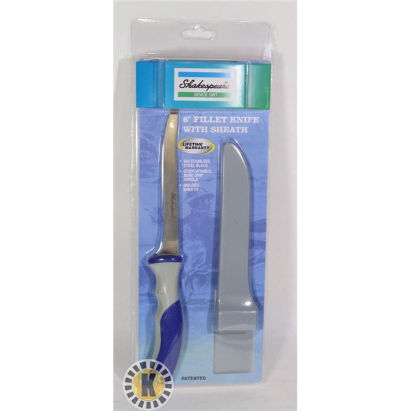 NEW SHAKESPEARE 6" FILLET KNIFE WITH SHEATH