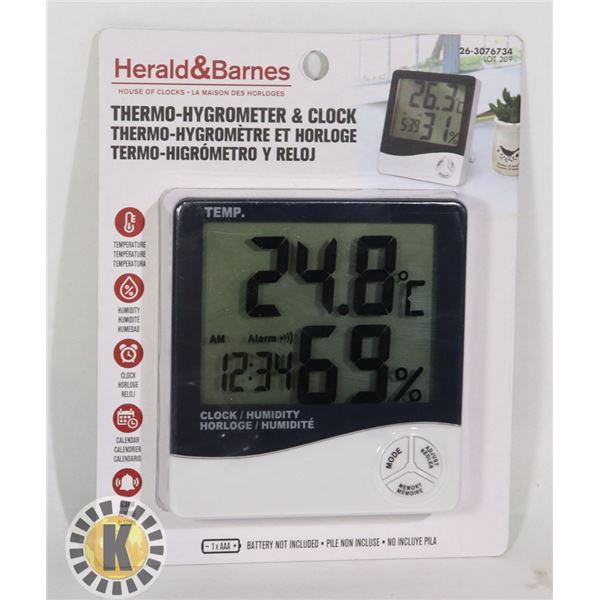 NEW THERMO-HYGROMETER AND CLOCK