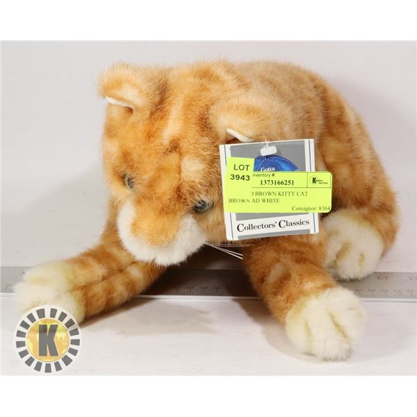 STUFFED BROWN KITTY CAT BROWN AND WHITE