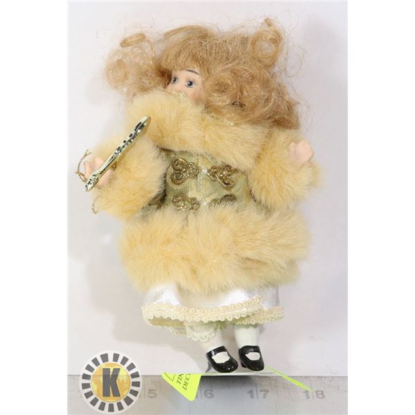 TINY FANCY DRESSED DECORATIVE DOLL