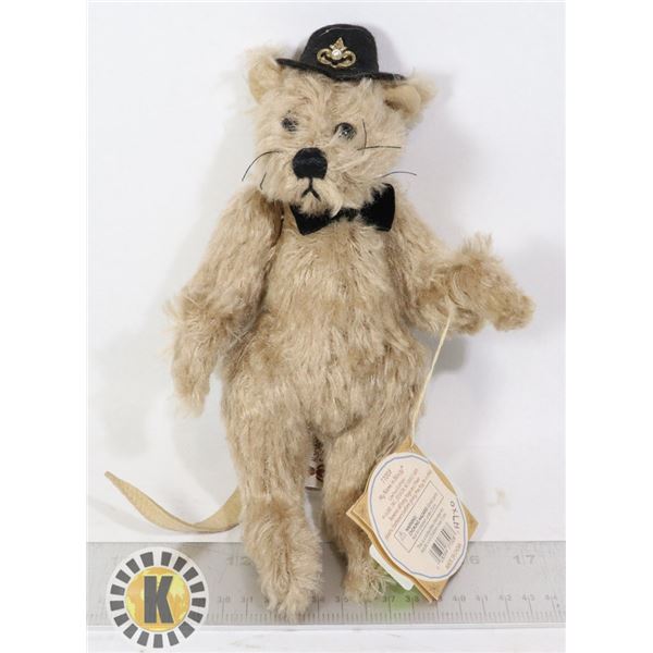 SMALL STUFFED DOG WITH HAT AND BOW TIE