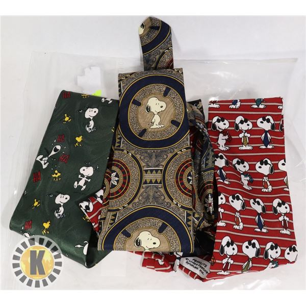 ASSORTED COLOR SNOOPY TIES BAG OF 3