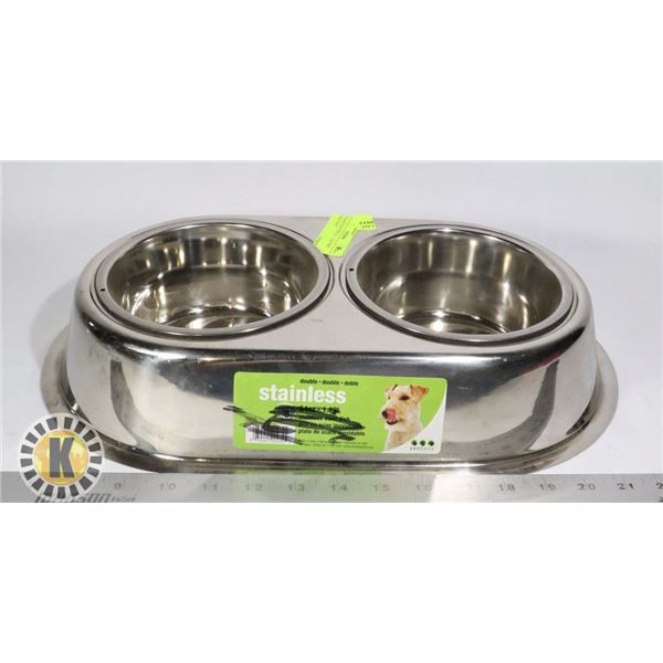 STAINLESS STEEL DOUBLE DISH DOG TRAY