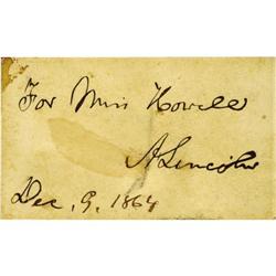 Abraham Lincoln Inscribed Card Signed