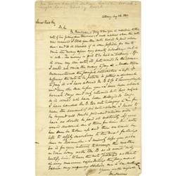 Lincoln Friend Ira Harris Autogra. Letter Signed