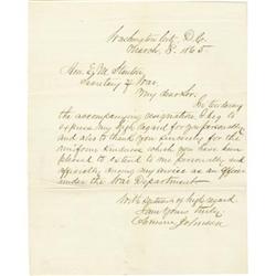 Andrew Johnson Letter Signed; 1865