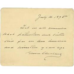 Grover Cleveland ANS; 1895; honor of 4th of July