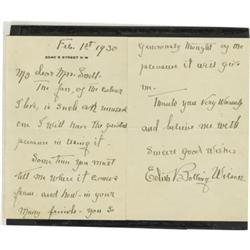 First Lady Edith Wilson Autograph Letter Signed