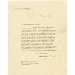 Warren G. Harding Typed Letter Signed