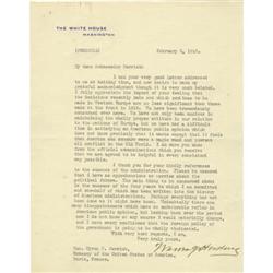 Warren G. Harding Typed Letter Signed