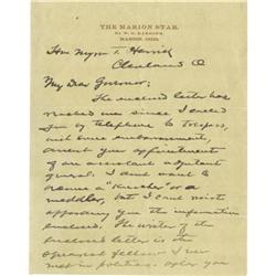 Warren G. Harding Autograph Letter Signed
