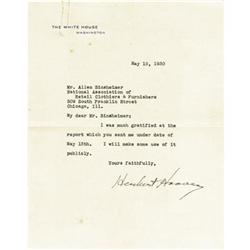 Herbert Hoover Typed Letter Signed as President