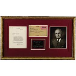 Harry S. Truman Typed Letter Signed