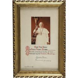 Pope John XXIII Signed Apostolic Blessing.