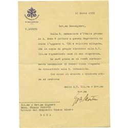 Pope Paul VI Typed Letter Signed