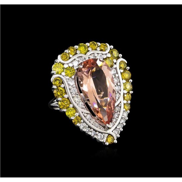 9.04 ctw Morganite and Diamond Ring - 18KT White Gold
