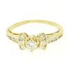 Image 2 : 14k Yellow Gold Petite 0.42 ctw Round Diamond Engagement Ring w/ Channel Accents