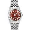 Image 2 : Rolex Mens Stainless Steel Red String Diamond 36MM Datejust Wristwatch Serviced