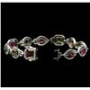 Image 3 : 8.94 ctw Multicolor Tourmaline and Diamond Bracelet - 14KT White Gold