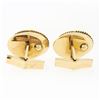 Image 5 : Vintage Men's 14K Yellow Gold Jade Disc Oval Florentine Twisted Wire Cufflinks