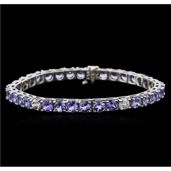 14KT White Gold 13.13 ctw Tanzanite and Diamond Bracelet