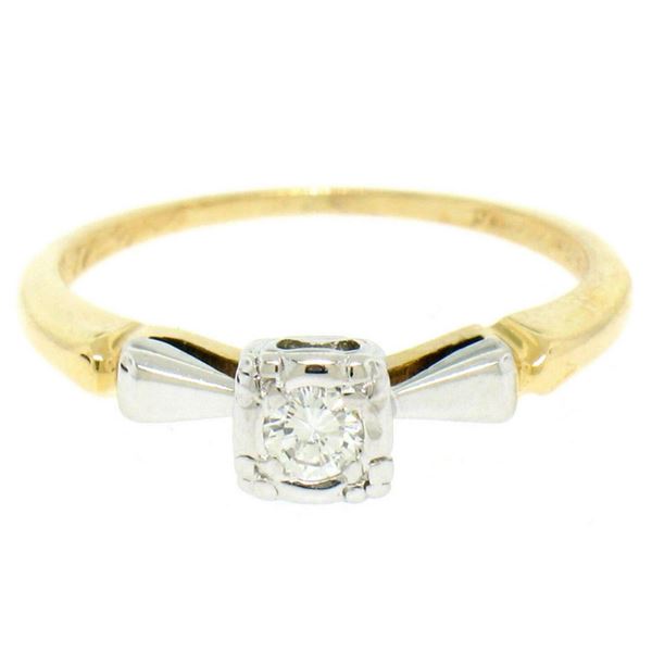 14k Yellow & White Gold 0.14 ctw VS F Diamond Solitaire Engagement Ring