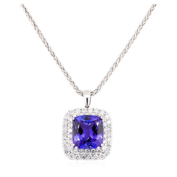 50.20 ctw Tanzanite and Diamond Pendant & Chain - 14KT White Gold