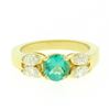 Image 2 : 18kt Yellow Gold 1.73 ctw Round Emerald and Marquise Diamond Ring
